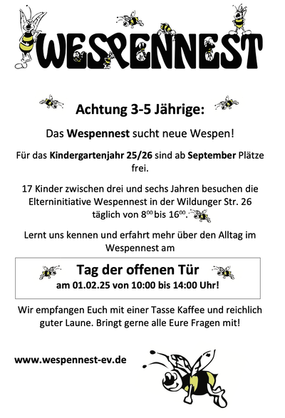 Aushang/Flyer zum Tag der offenen Türe 2025 im Wespennest